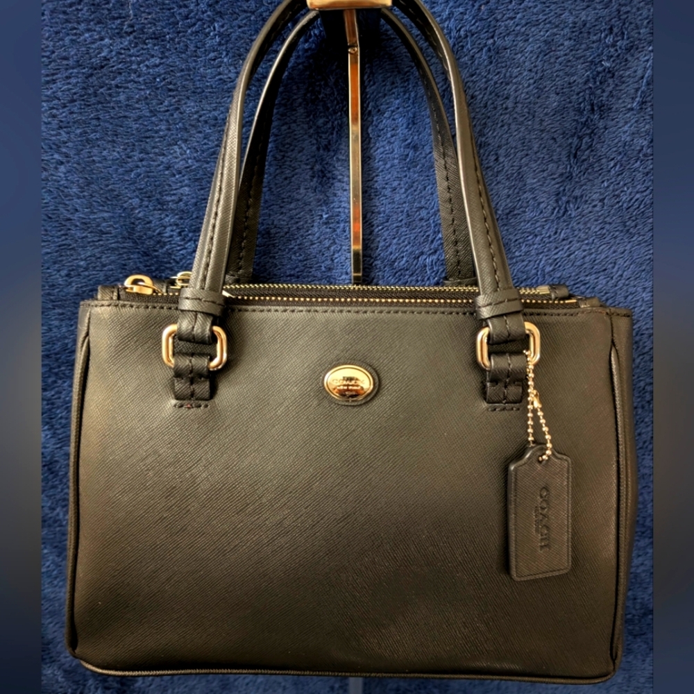Coach Mini Jordan Carryall Satchel- black Saffiano leather,10x7x4",EUC, ret $299